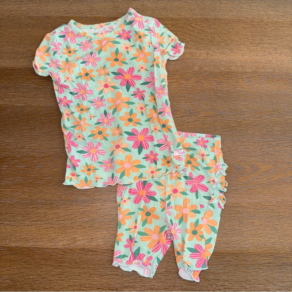 Ruffle Butts Colorful Floral Kids Set.